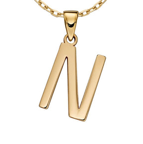 9ct yellow gold initial N necklace