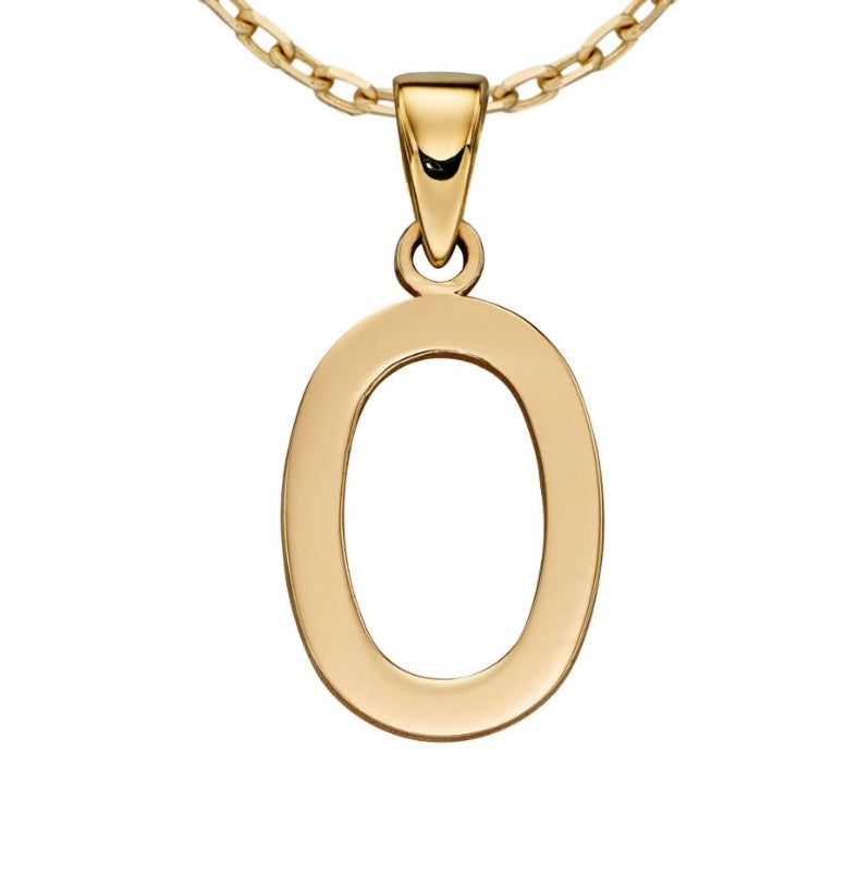 9ct yellow gold initial O necklace