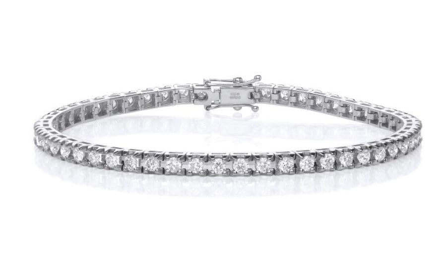 9ct white gold certified diamond 0.75ct round brilliant claw set tennis bracelet