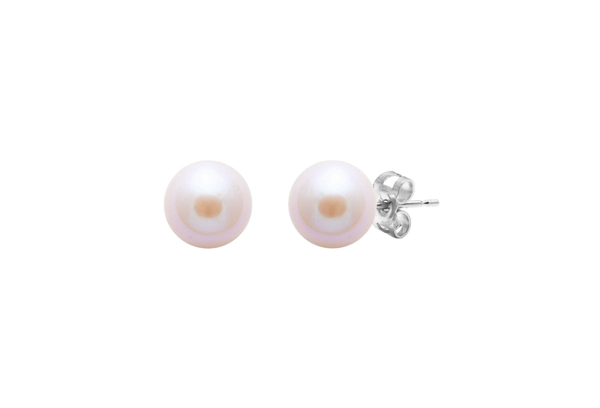 Silver pink pearl stud earring