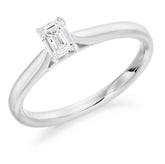 Platinum emerald cut diamond solitaire ring