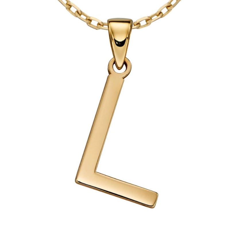 9ct yellow gold initial L necklace