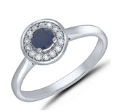 9ct white gold sapphire and diamond halo ring