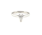 Platinum pear cut certified diamond traditional claw set solitaire ring