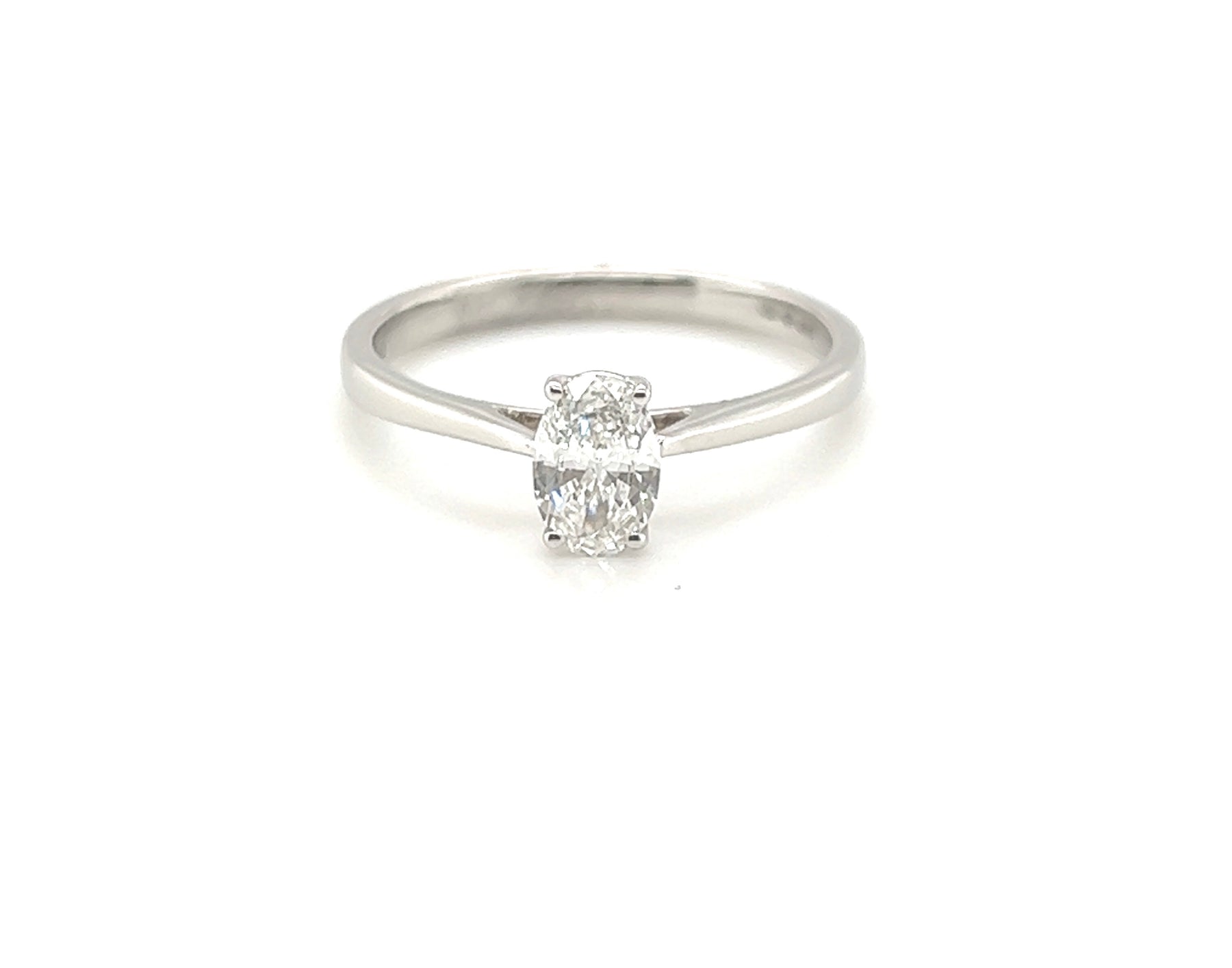 Platinum oval 4 claw solitaire ring