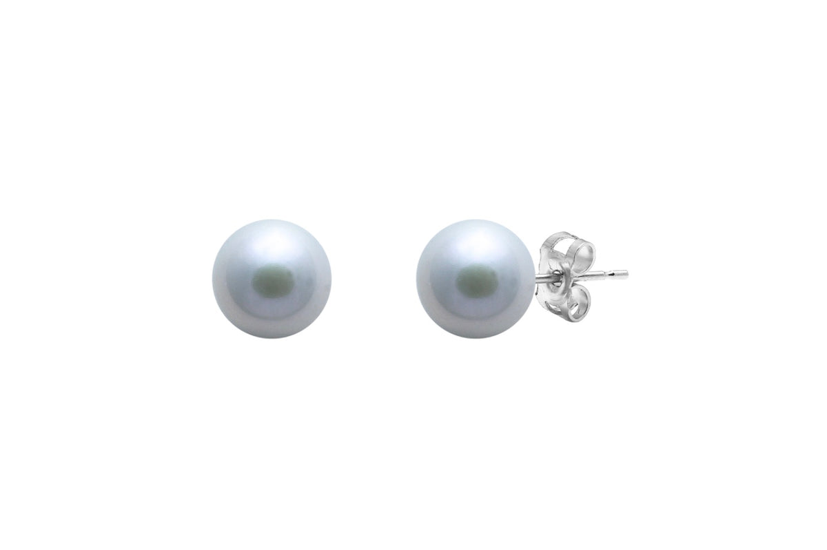 Silver grey pearl stud earring