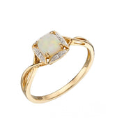 9ct yellow gold opal and diamond halo ring