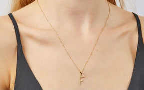 9ct yellow gold initial F necklace