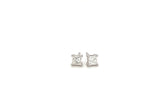 9ct white gold princess cut 4 claw certified diamond stud earrings 0.25