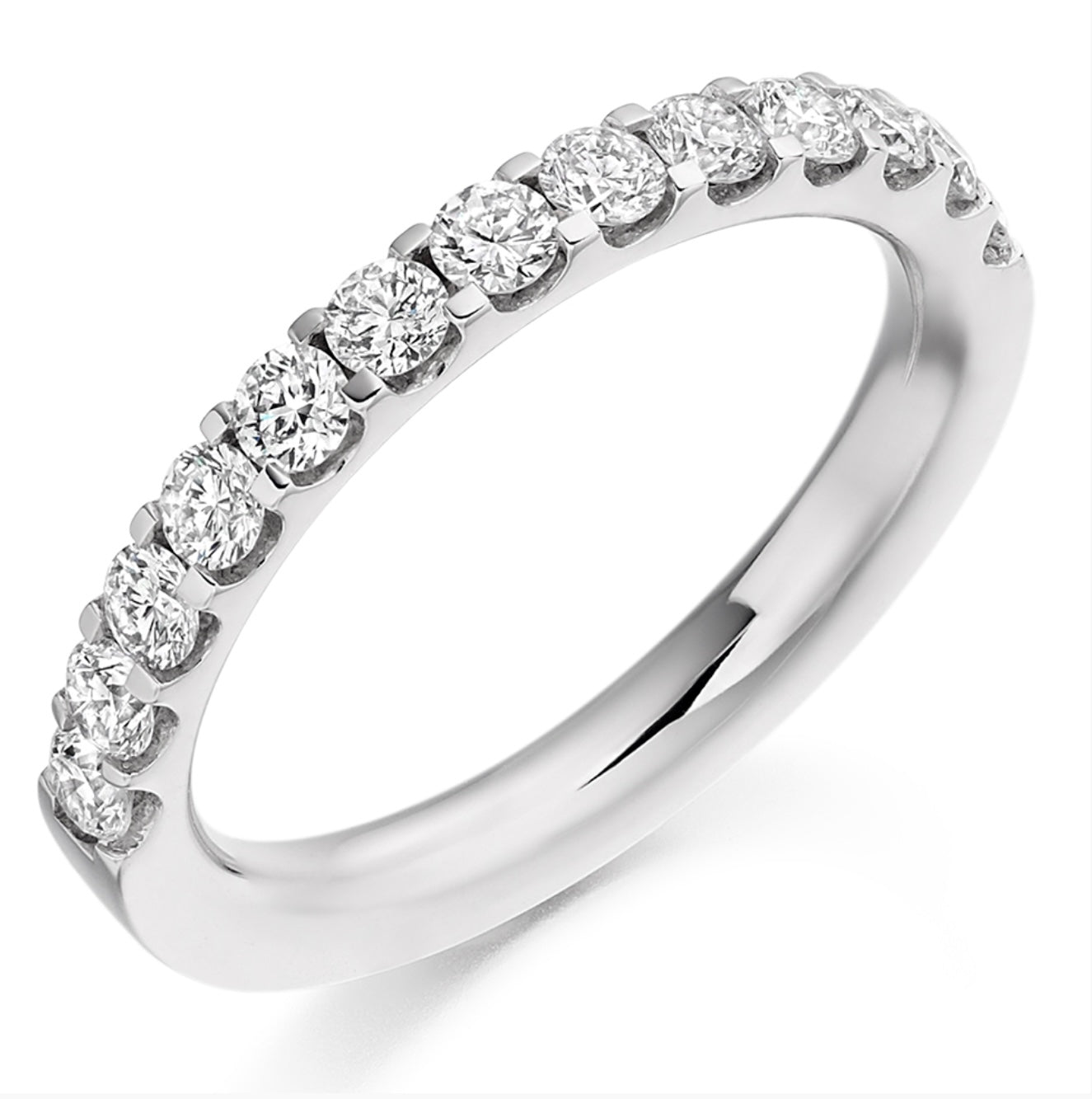 Platinum micro claw 13 stone diamond eternity ring