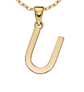 9ct yellow gold initial U necklace