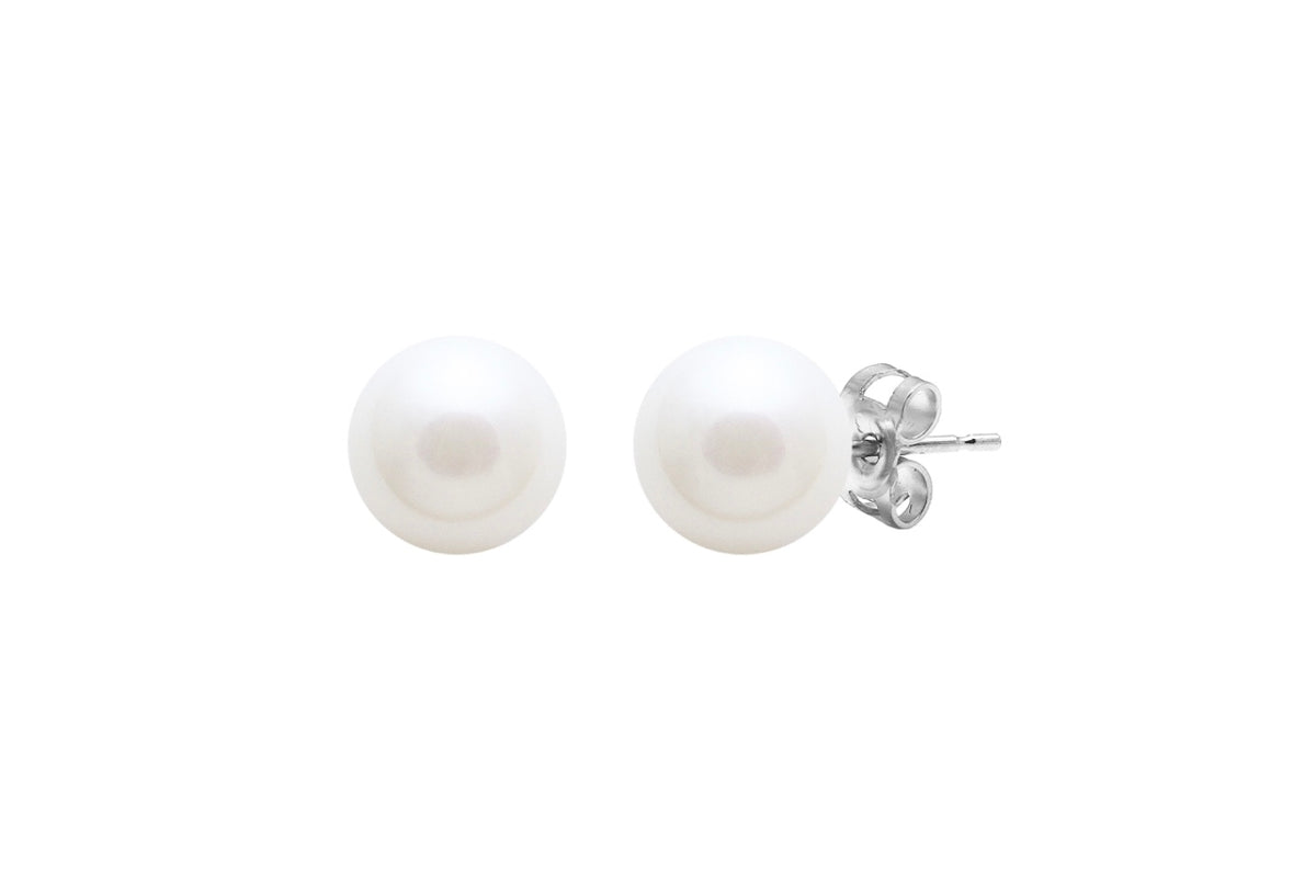 9ct white gold pearl stud earring