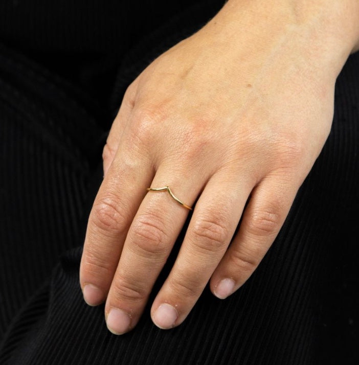 9ct yellow gold wishbone ring