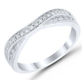 9ct white gold double row round brilliant diamond wishbone ring