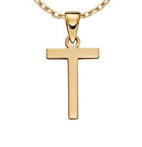 9ct yellow gold initial T necklace