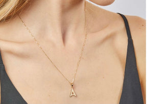 9ct yellow gold initial A necklace
