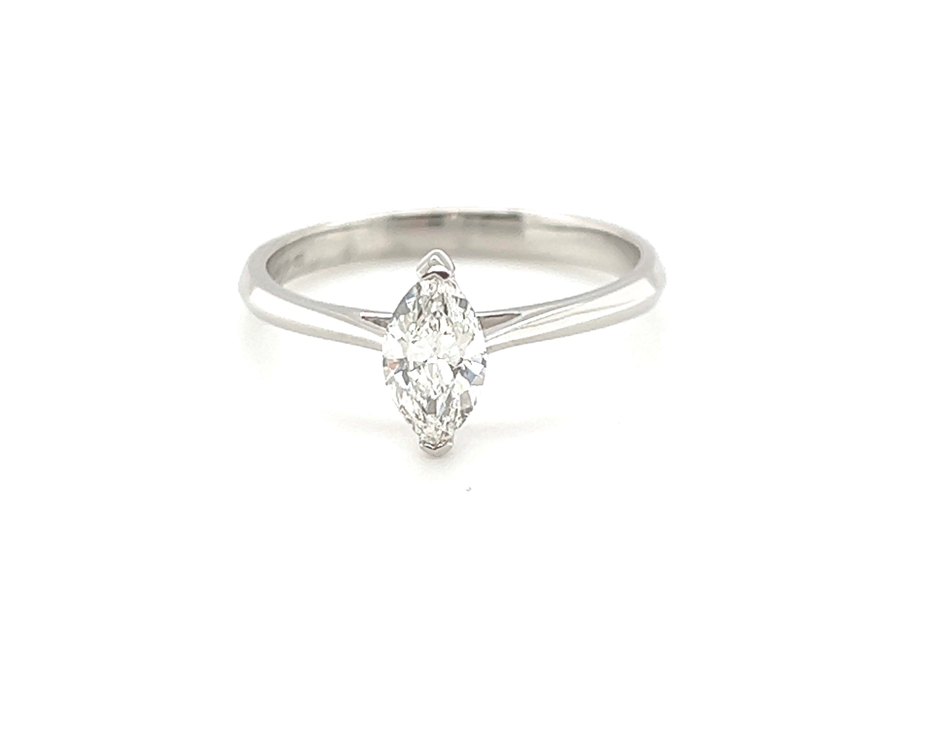 Platinum marquise diamond solitaire ring