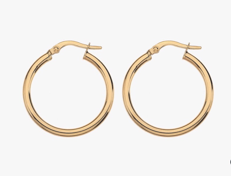 9ct yellow gold round hoop earring