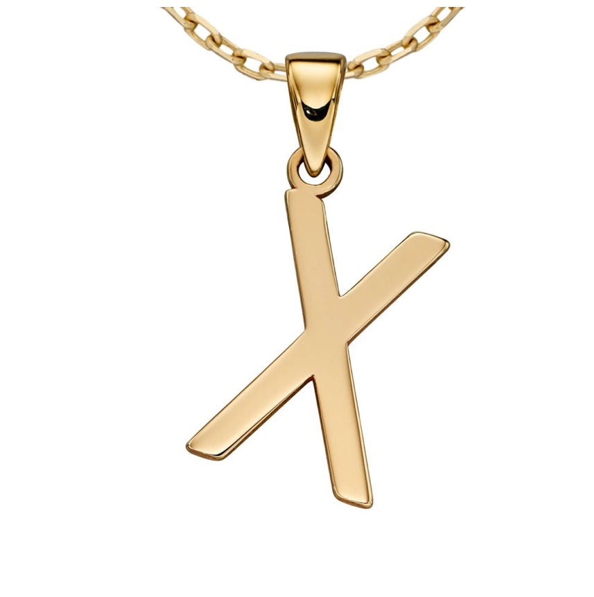 9ct yellow gold initial X necklace