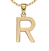 9ct yellow gold initial R necklace