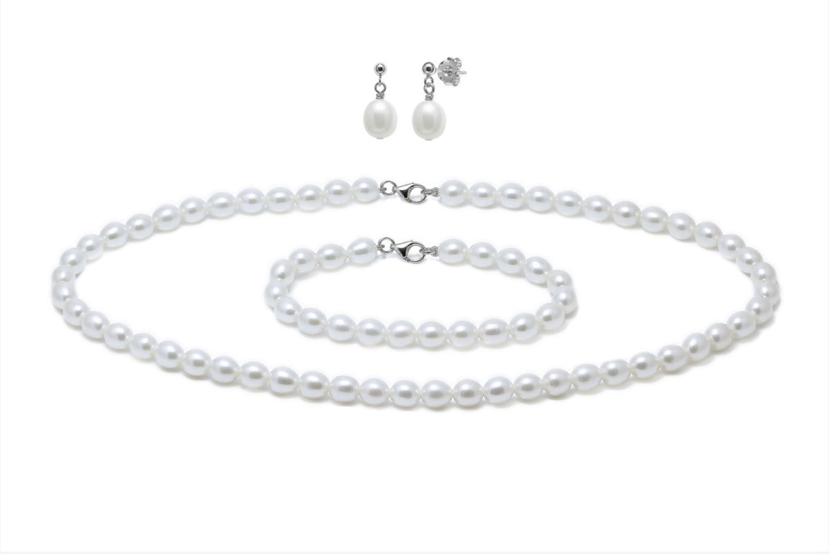 Silver 3 piece pearl set