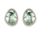 9ct white gold green fluorite and diamond halo stud earrings
