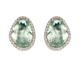 9ct white gold green fluorite and diamond halo stud earrings