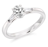 Platinum oval cut D colour diamond trilogy ring