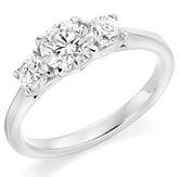 Platinum round brilliant cut D colour diamond trilogy ring