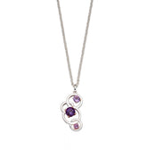 Silver multi amethyst open circle necklace