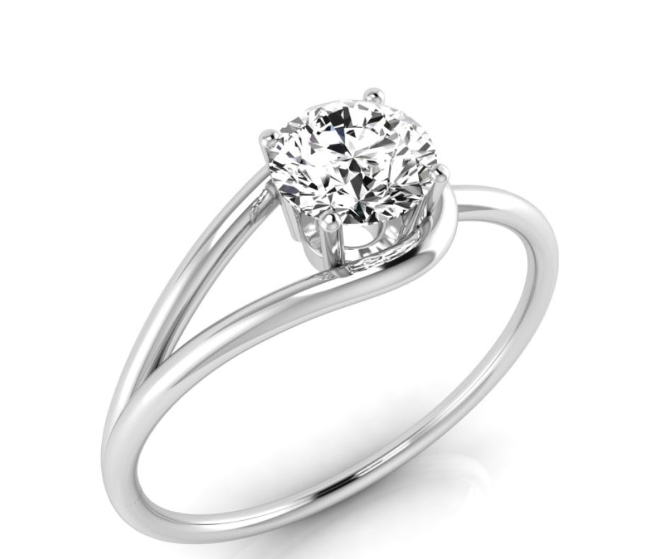9ct white gold certified diamond solitaire modern loop ring