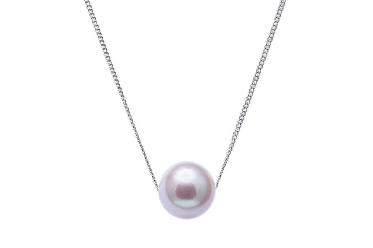 Silver pink pearl floating necklace