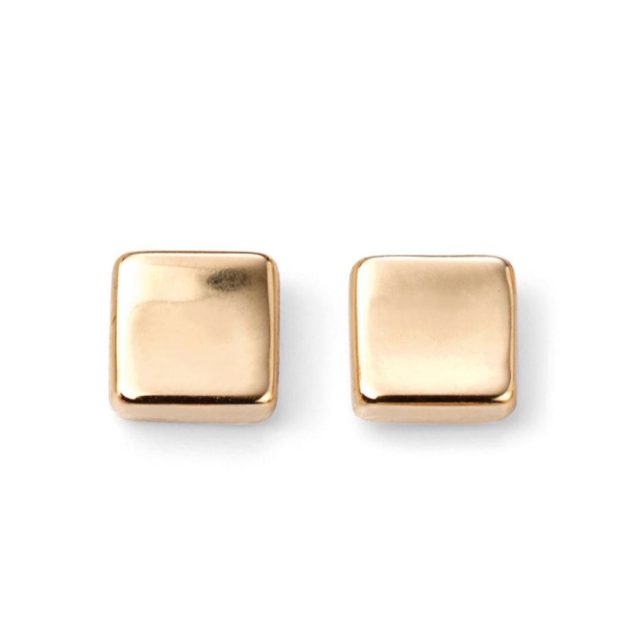 9ct yellow gold square stud earrings
