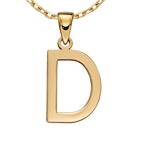 9ct yellow gold initial D necklace