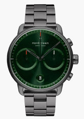 Pioneer 42mm Gun Metal green sunray dial with Gun Metal 3-Link Watch Strap