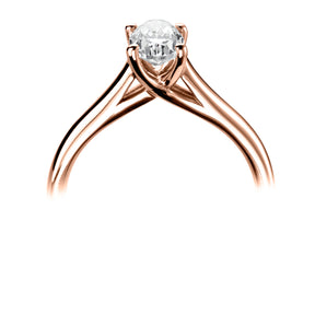 Oval cut 4 claw crossover diamond ring