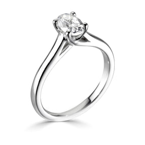 Oval cut 4 claw crossover diamond ring