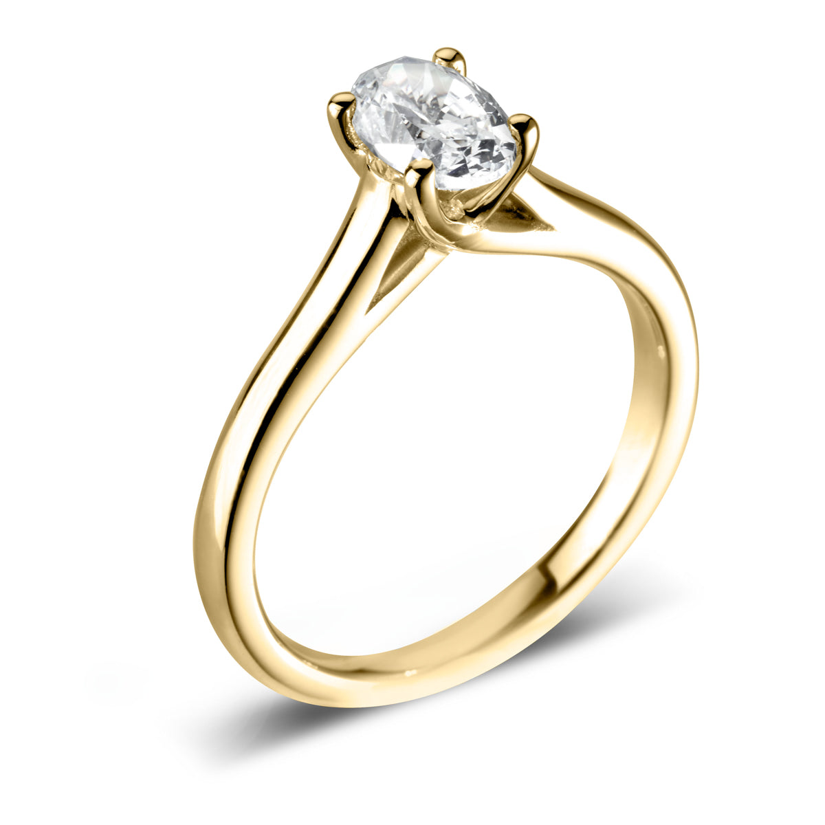 Oval cut 4 claw crossover diamond ring