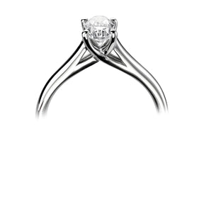 Oval cut 4 claw crossover diamond ring