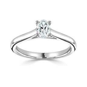 Oval cut 4 claw crossover diamond ring