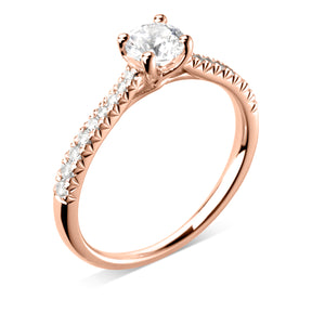 Brilliant round cut 4 claw diamond twist stone set shoulder ring