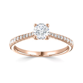 Brilliant round cut 4 claw diamond twist stone set shoulder ring