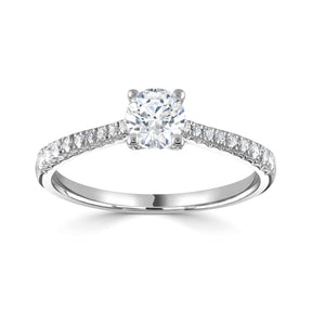 Brilliant round cut 4 claw diamond twist stone set shoulder ring