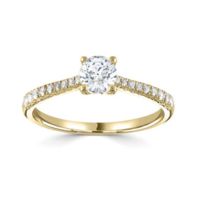 Brilliant round cut 4 claw diamond twist stone set shoulder ring