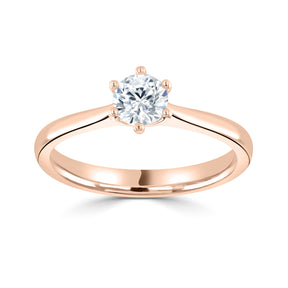 Brilliant round cut 6 claw diamond solitaire ring