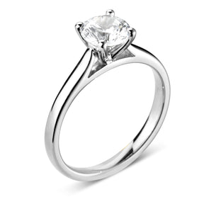 Brilliant round cut 4 claw diamond v shaped solitaire ring