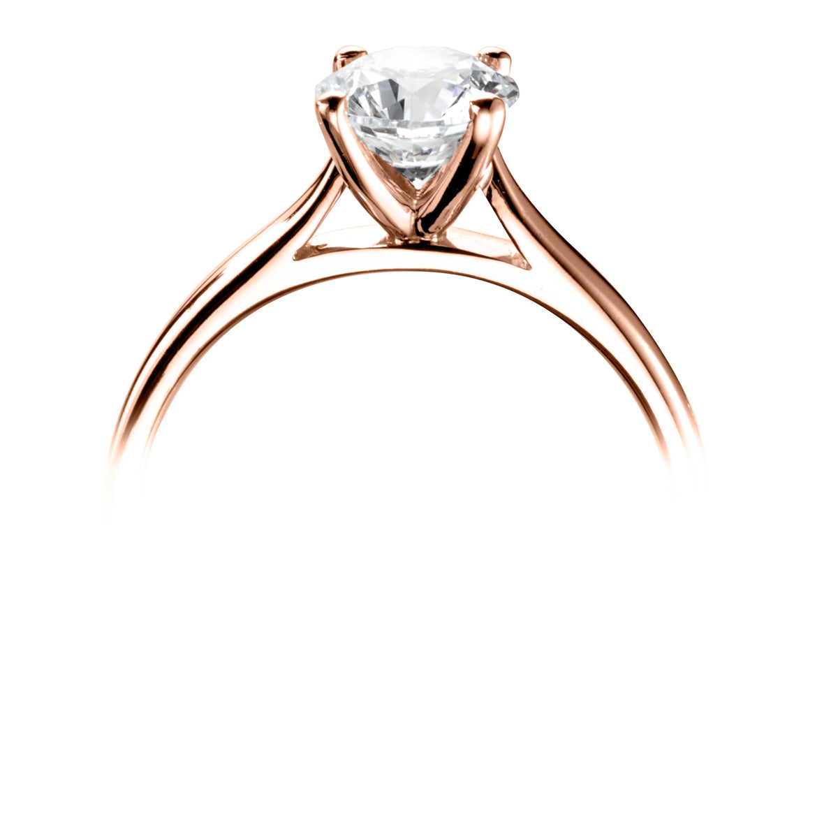 Brilliant round cut 4 claw diamond v shaped solitaire ring
