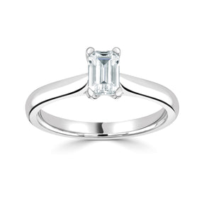 Emerald cut 4 claw diamond ring