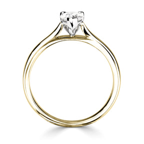 Pear cut diamond set into a classic 3 claw setting engagement ring