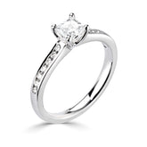 Princess square cut diamond 4 claw channel set shoulder ring